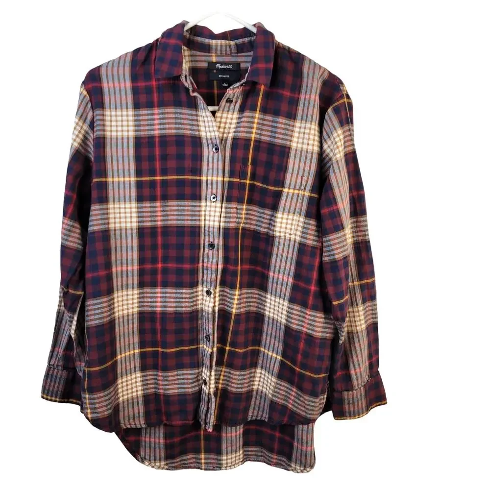Madewell Shirt Women's S Oversized Ex Boyfriend Fit Rylan Plaid Casual Preppy